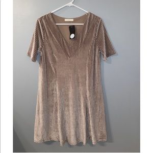 Velvet Babydoll Dress With V Neck